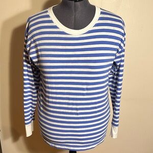 J. Crew Blue and White Striped Long Sleeve Tee